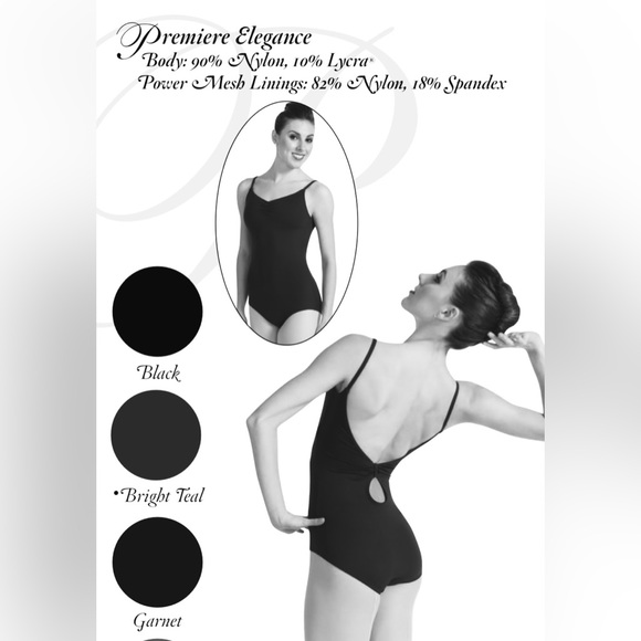 Body Wrappers Premiere Collection Camisole Leotard - Black #P355 - Picture 8 of 12